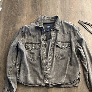 GAP Charcoal Button-Up Denim Shirt worn one time